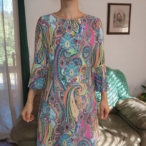 Tommy Hilfiger Jaipur Paisley Bell Sleeve Sheath Dress Size 10